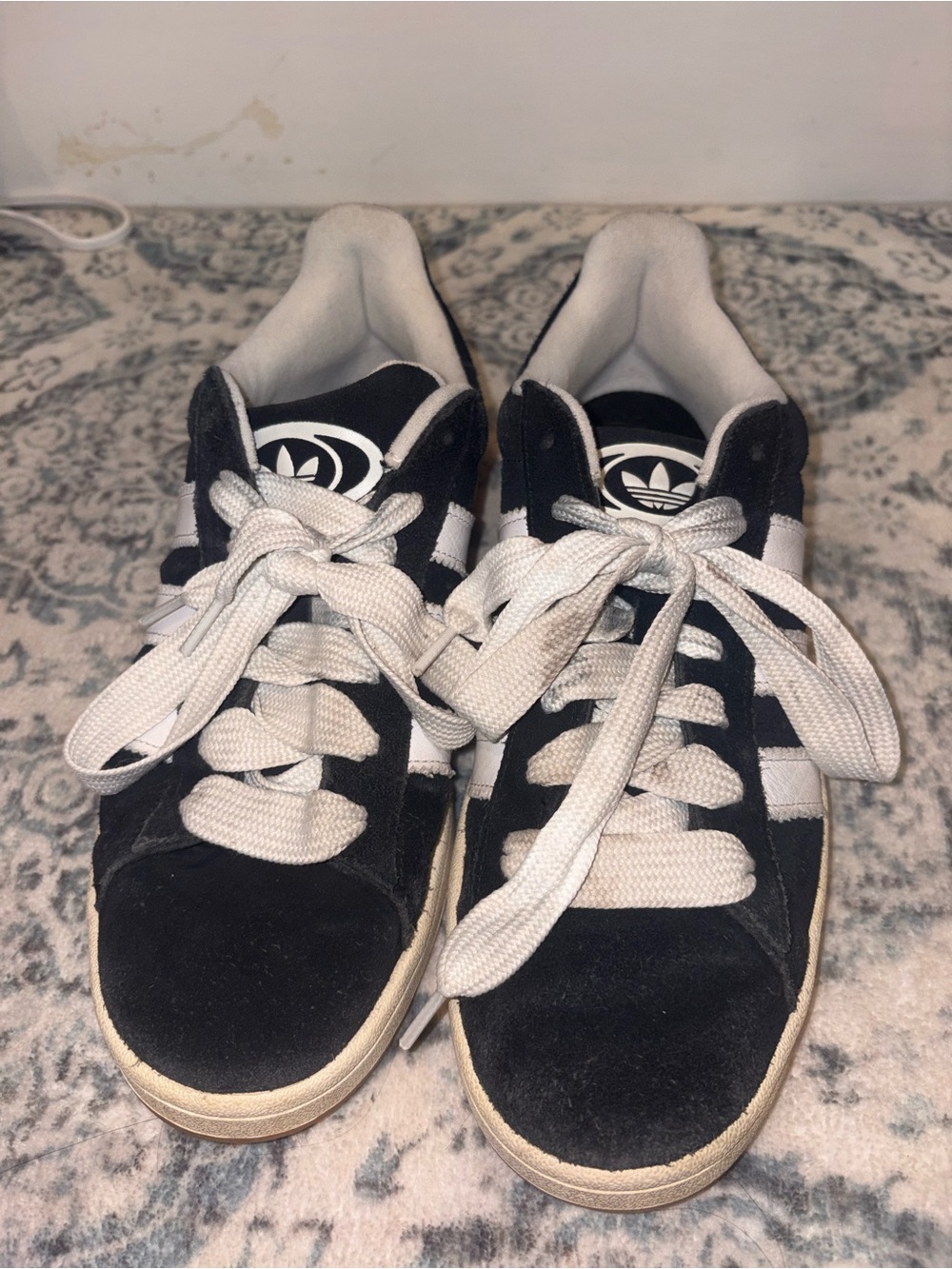 Adidas Women’s Black and White Suede Low-Top Sneakers